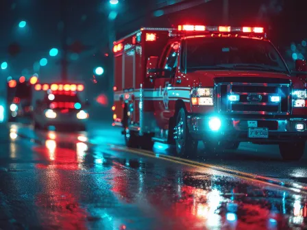 Emergency vehicles on road