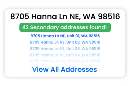 Primary address with nested secondary addresses underneath