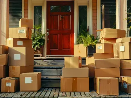 Packages on the doorstep of a house with a unique address