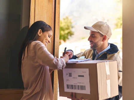 Woman getting a package