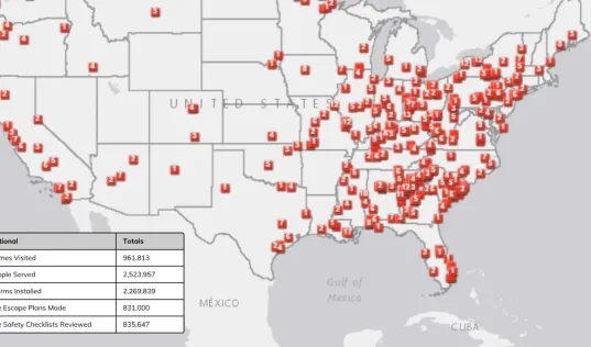 Mapped physical locations from consolidated address data where the Red Cross has documented lives saved.