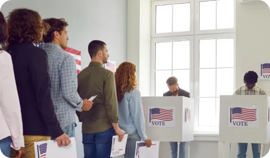 A line of people waiting to cast their election votes.