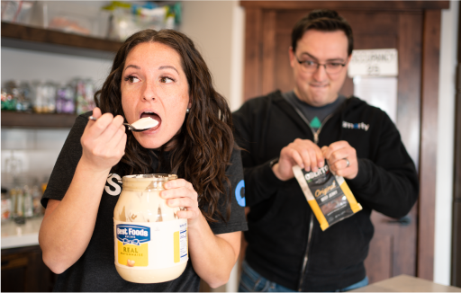 Smartys eating in the kitchen