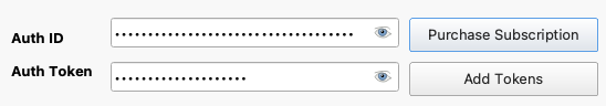 Auth ID and Auth Token input fields