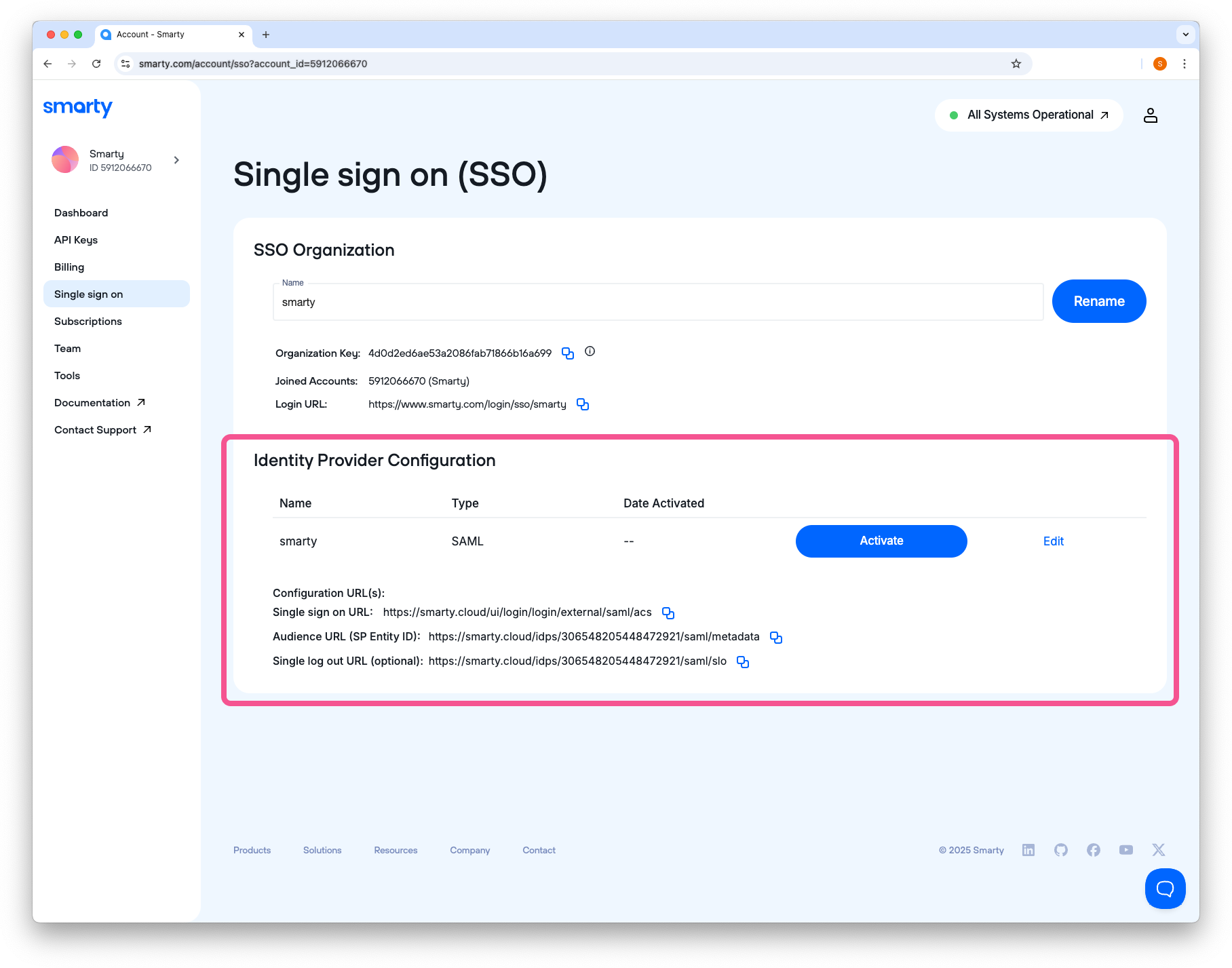 Activate, edit, or delete your SAML configuration