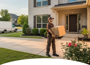 Delivery driver delivering a box