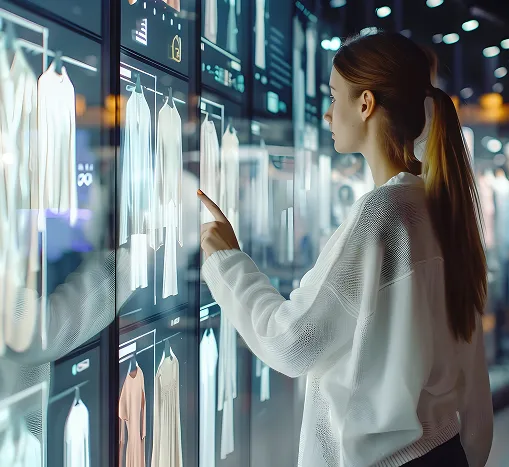 Person looking at clothing options on a screen