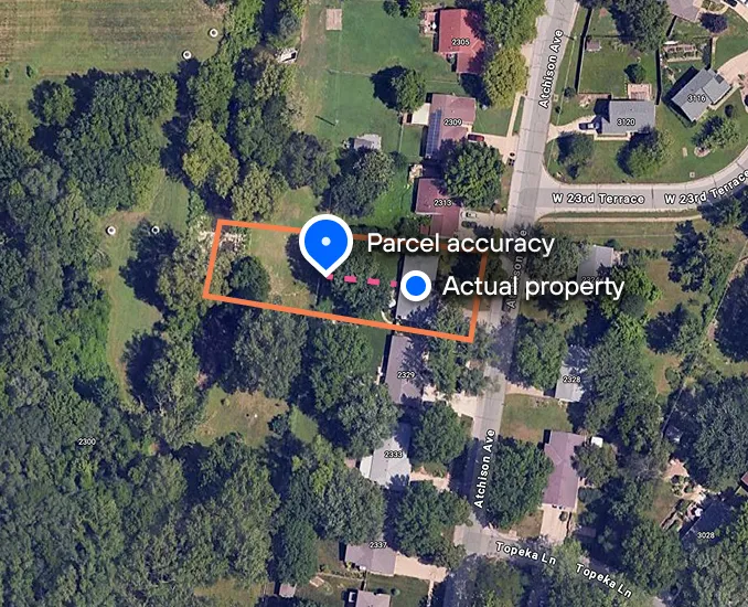 Satellite view of property with parcel outlined